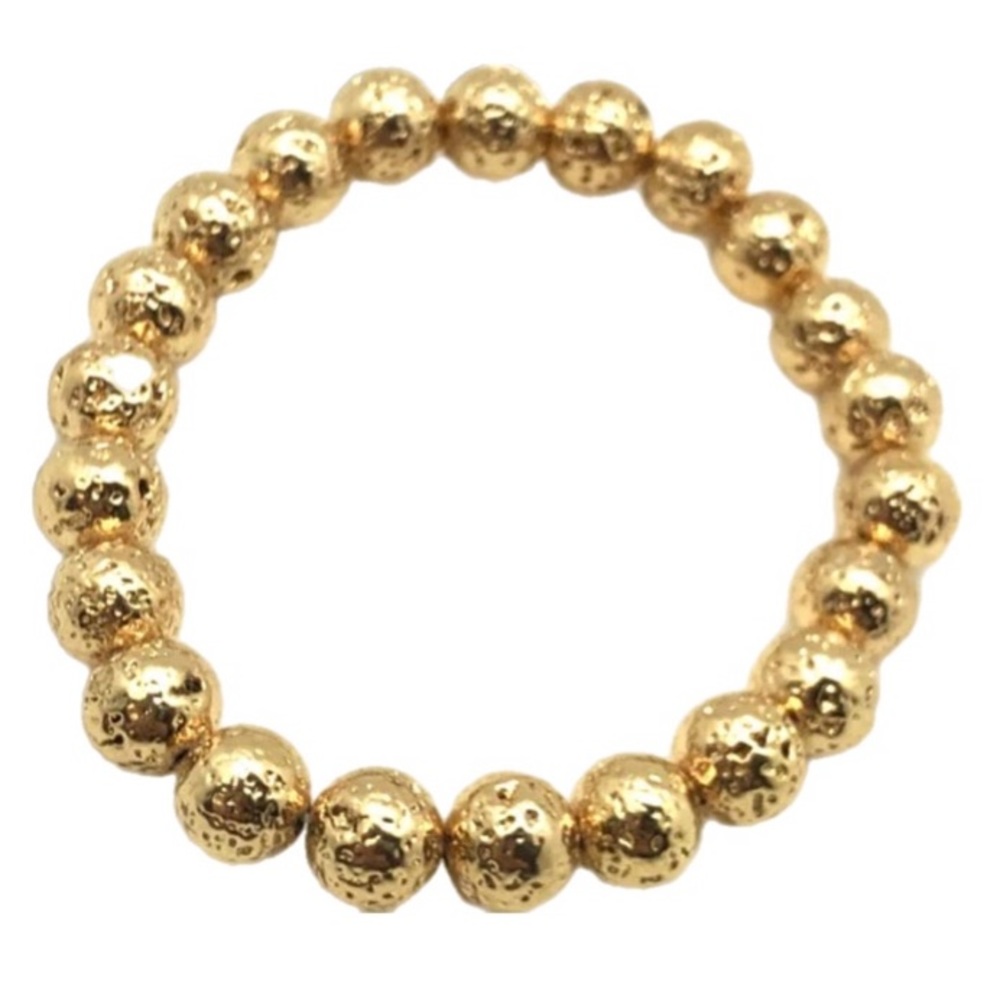 Gold dipped Lava Stones beads stretch Bracelet 8mm